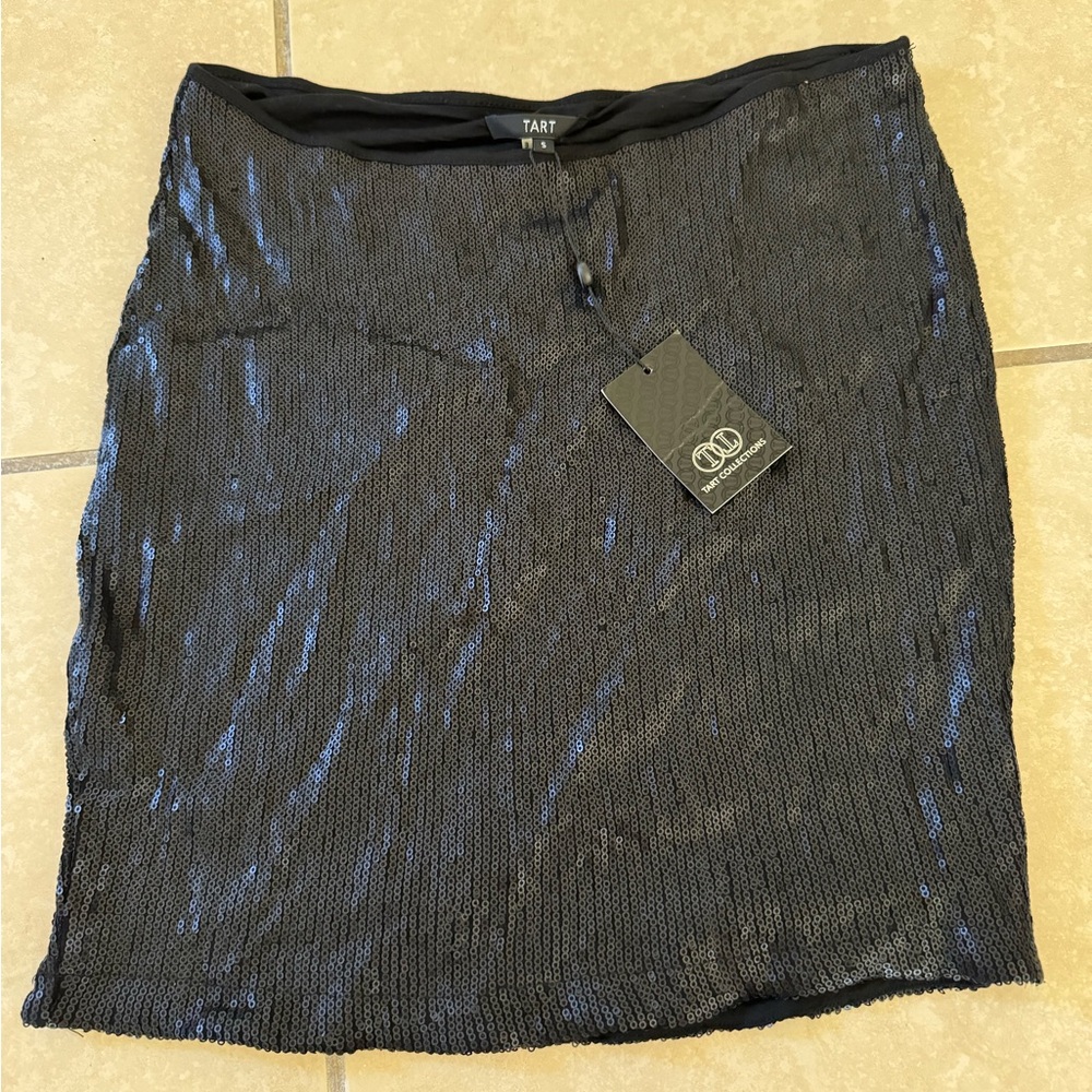 Tart Black Sequin Mini Skirt S NWT